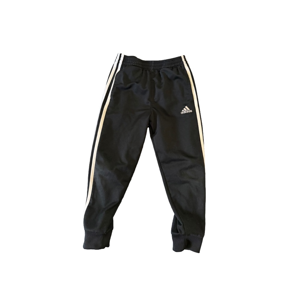 Adidas Kids Black Joggers with White Stripes